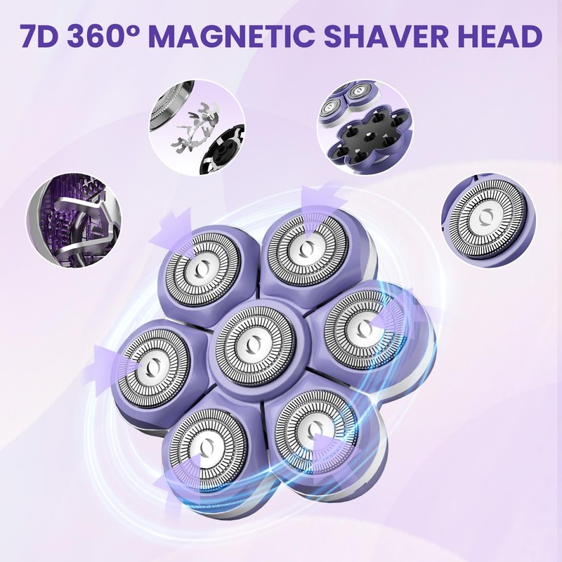 Bartrimber 7D Replacement Shaver Head: Magnetic Floating Blade for Women Electric Razor, Painless & Wide-Area Smooth Shave, Waterproof Washable Durable Design, Compatible with FK-8608 (1 Pack)