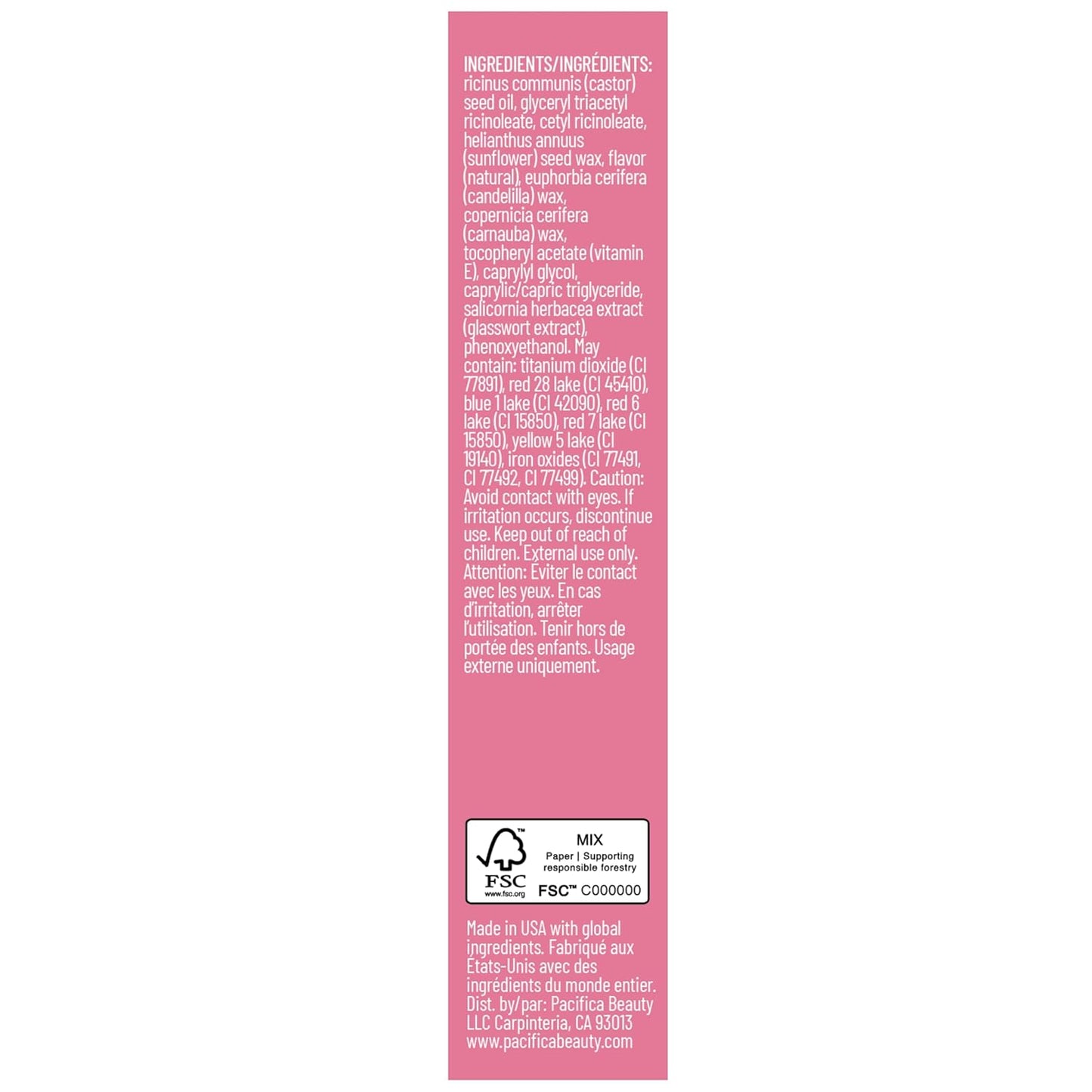 Pacifica Strawberry Sugar Lip Buttercream - Tinted Vegan Lip Balm for Lasting Hydration & Soft Shine | Buildable Mineral Tint