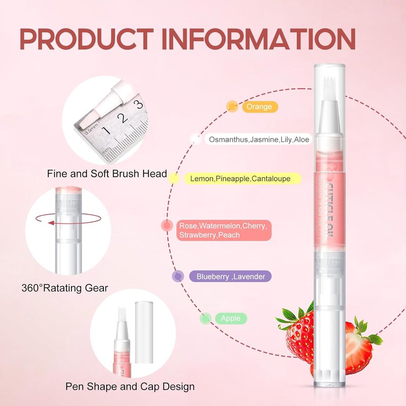 Cuticle Oil Pen Set - 8 Pcs Nourishing Nail Oil for Dry Cuticles | Revitalizing Flavors & Strengthening Care