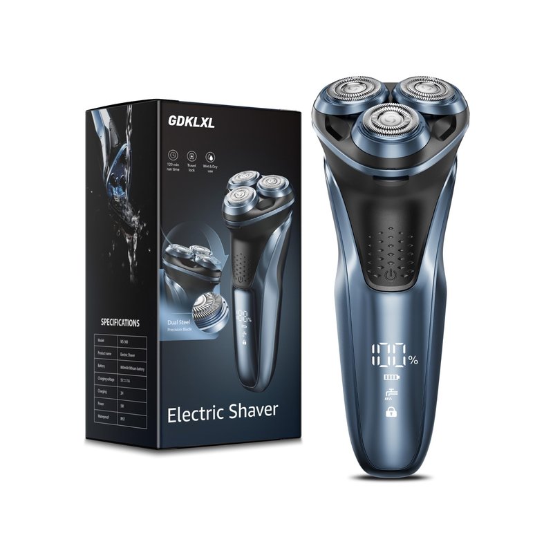 GDKLXL Rechargeable Electric Razor for Men: IPX7 Waterproof Shaver - 1.5H Fast Charge, 4D Flex Precision Blades with Pop-Up Trimmer - Gentle on Sensitive Skin, Travel-Friendly