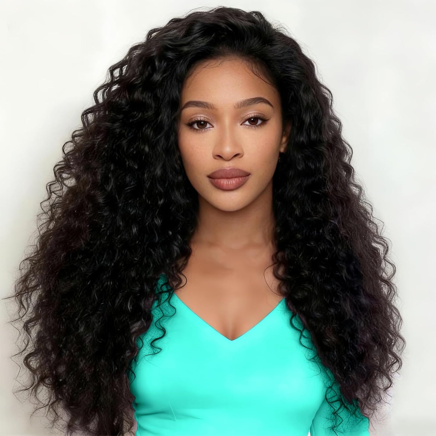 Half Wig Human Hair - 12 Inch Deep Wave Curly Half Wig | Seamless Flip Over Drawstring, Glueless, Natural Color