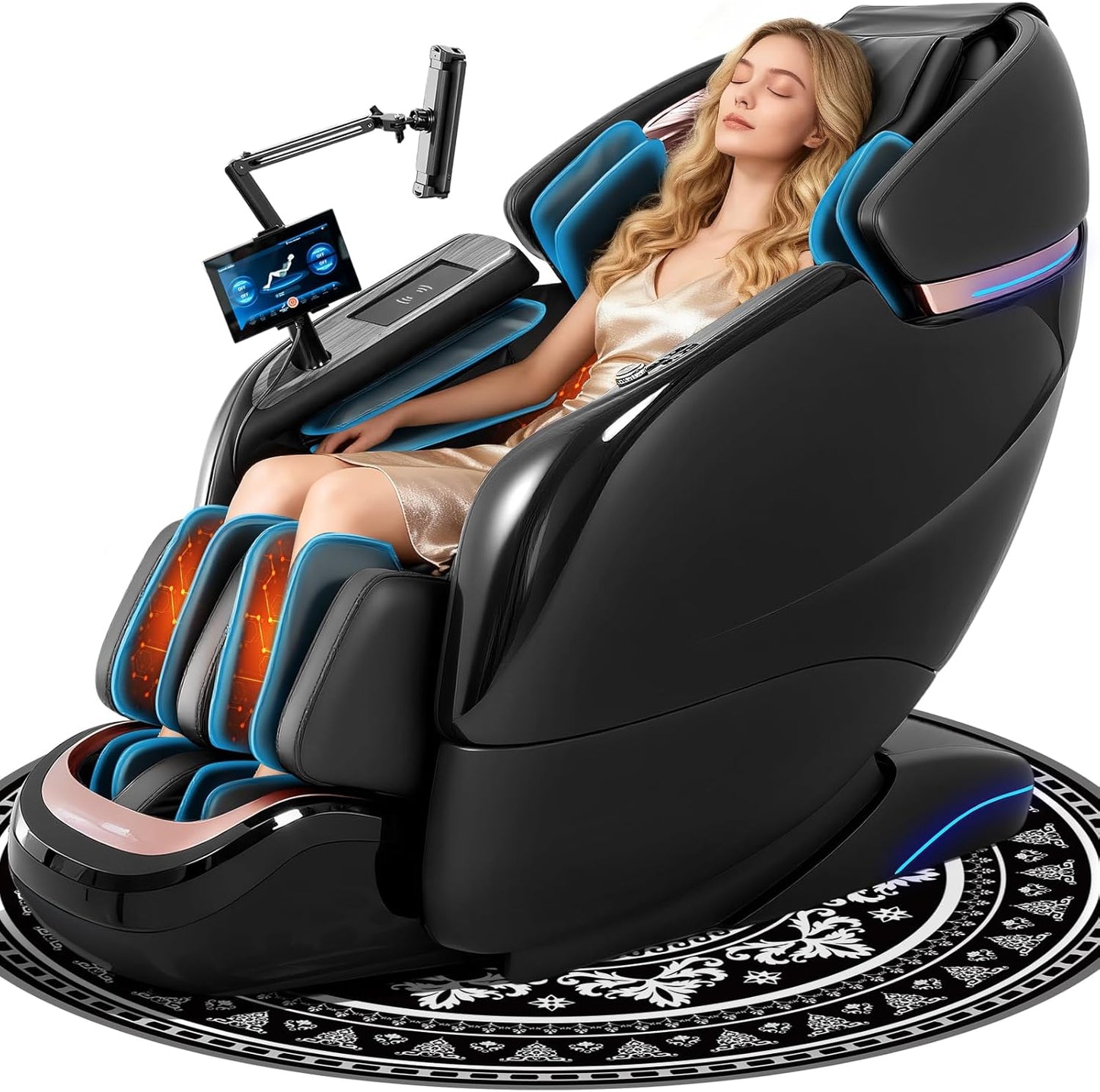 Full Body Massage Chair - Zero Gravity SL-Track Shiatsu Recliner with AI Voice Control | G6 Black, Heating & LED Remote