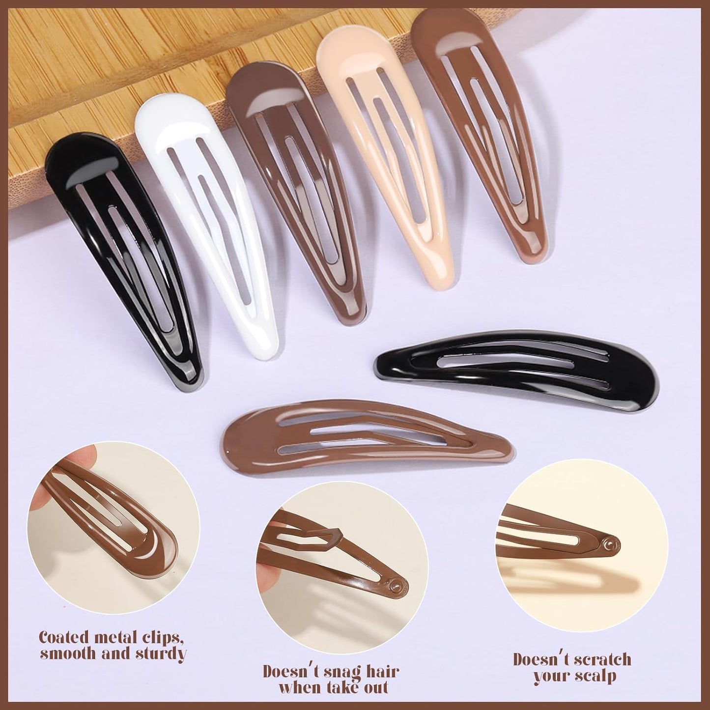 Teenitor Snap Hair Clips - 50 Pcs 2-Inch Metal Barrettes in Mixed Colors | Perfect for Women