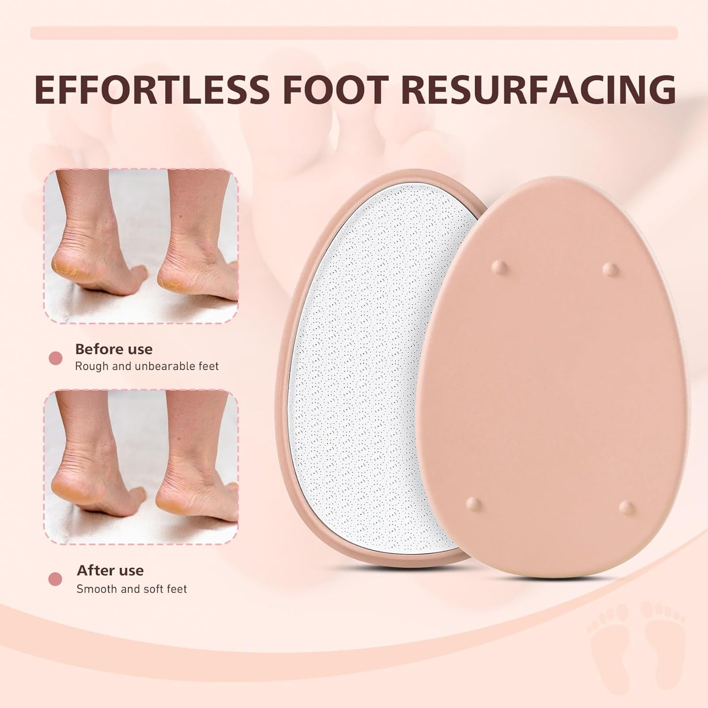 Glass Foot File Callus Remover - Nano Glass Scraper for Dead Skin, Professional Pedicure Tool | Apricot Color