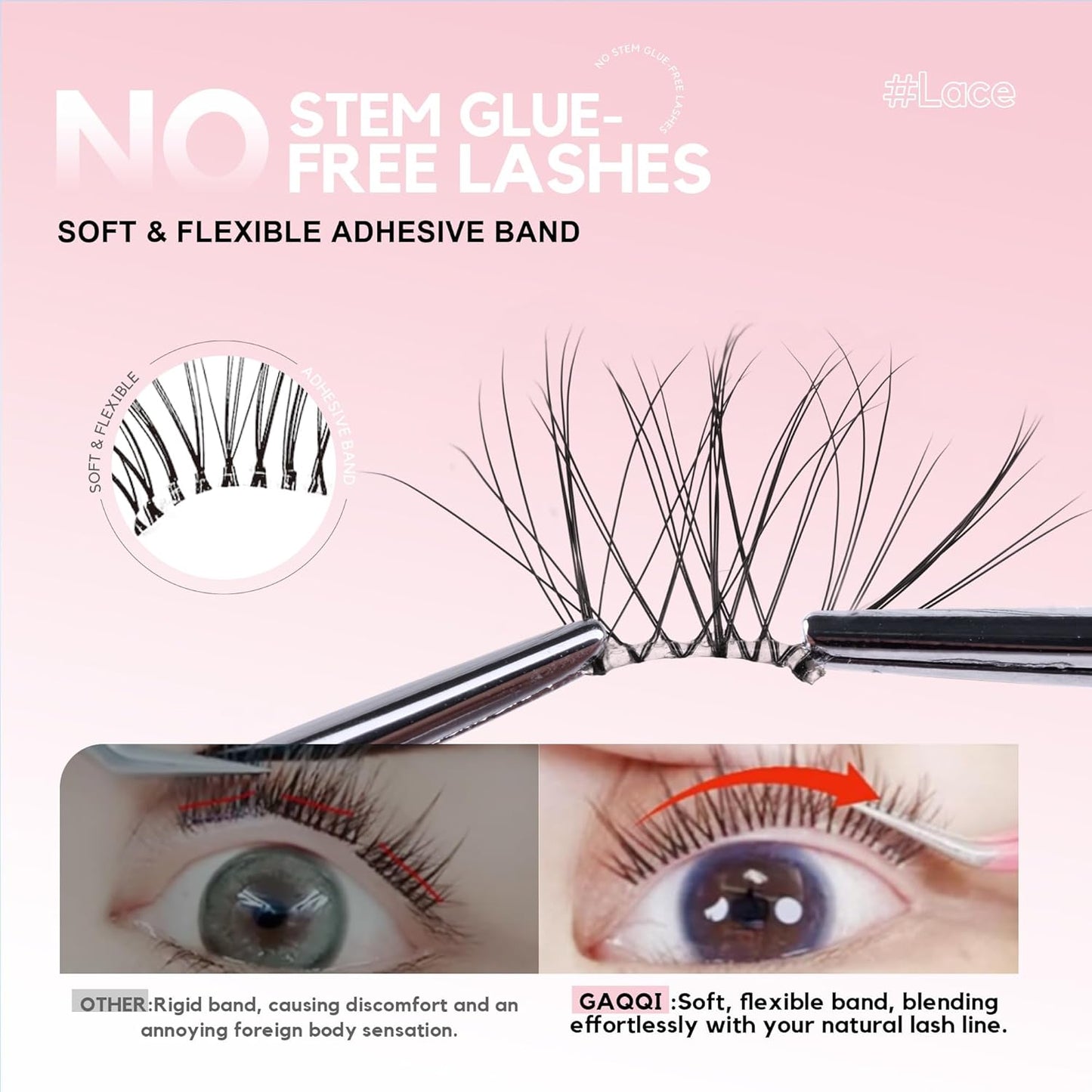 Self-Adhesive Eyelash Clusters - Natural Look No Glue Lashes 10-16mm | 100pcs with Tweezer
