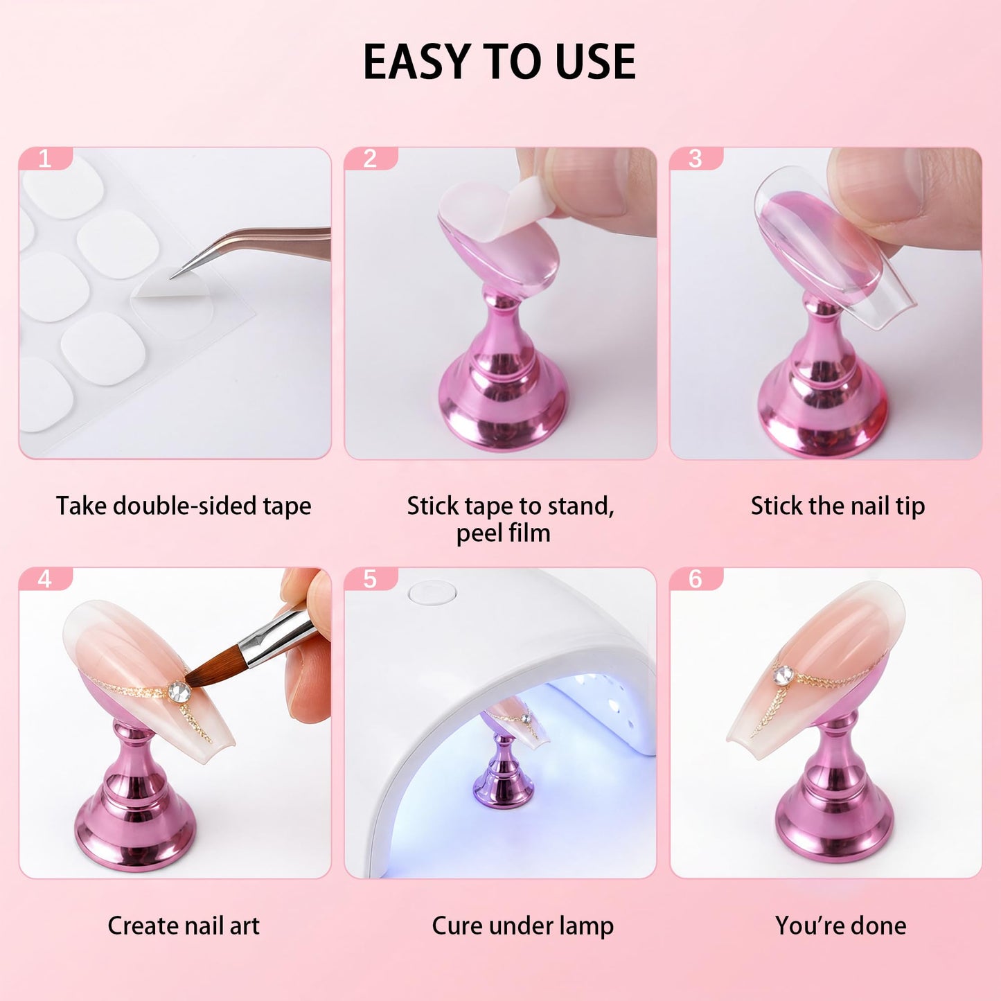 Nail Stand for Press Ons, Nail Holder for Painting Nails, Nail Stands for Nail Art, Magnetic Fake Nail Holder with Double-sided Tape for Home Salon DIY Display Practice