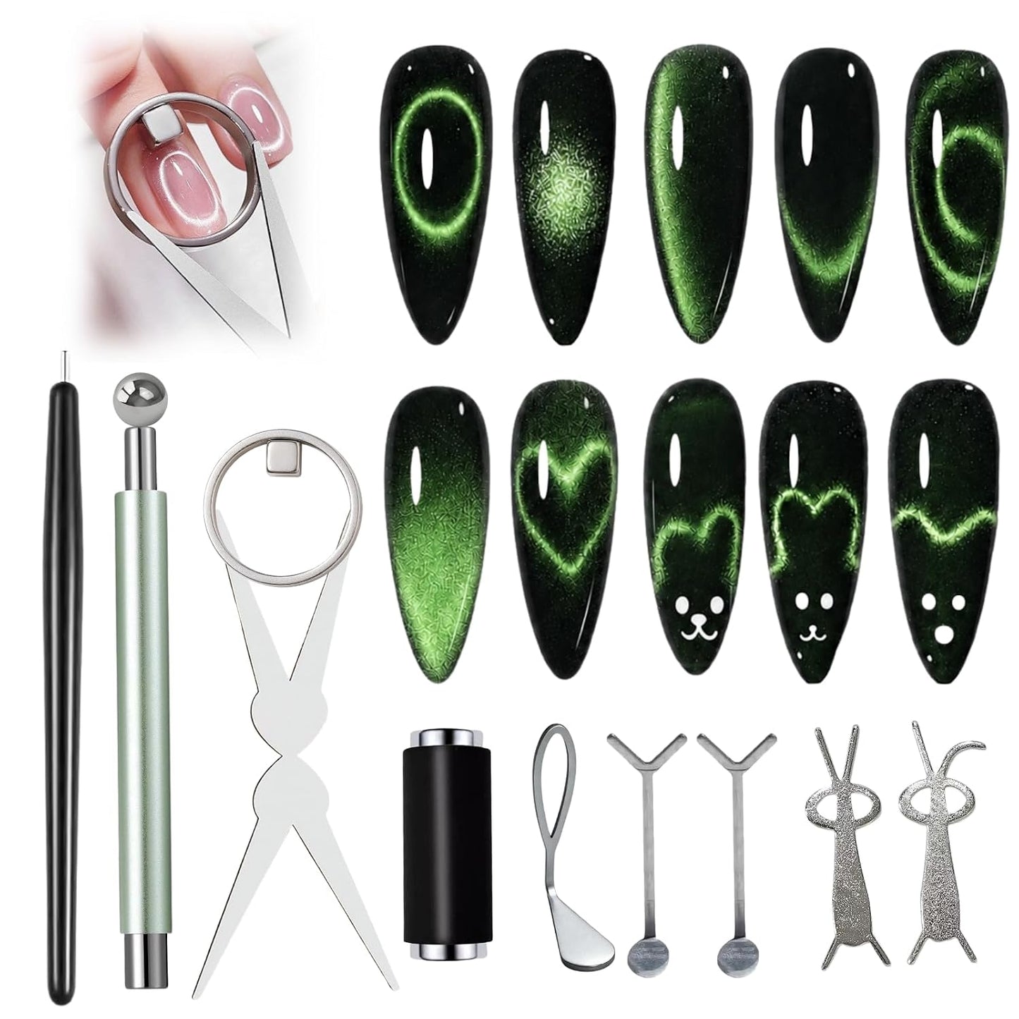 Cat Eye Magnet Set - 8-in-1 Nail Art Tools for Stunning Cat-Eye Effects | Yellow Color