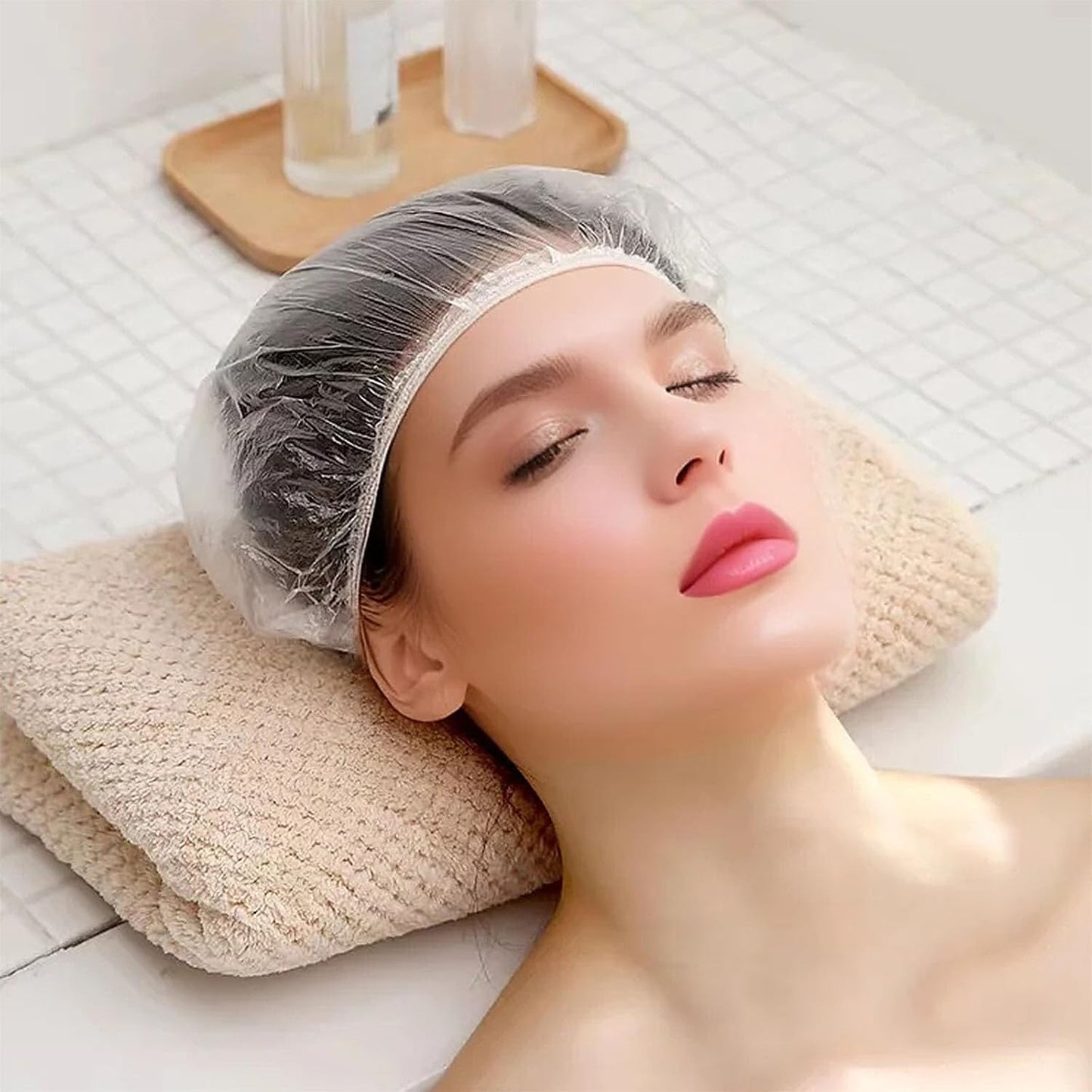 Disposable Shower Caps - Large Waterproof Plastic Hair Caps for Spa, Hotel, Salon | 200 PCS, 18.1 Inches, Clear
