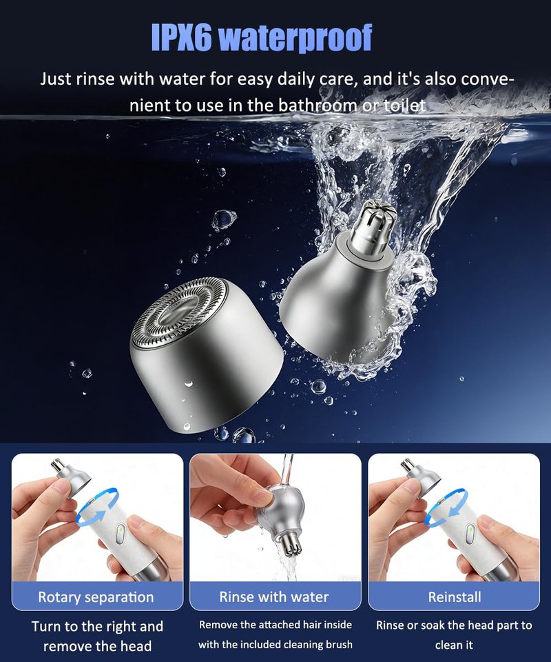 Nose Hair Trimmer for Men & Women, 2 in 1 Electric Nose and Ear Hair Trimmers Ear & Eyebrow Grooming Kit Face Clipper with Powerful Motor and Dual-Edge Blades Waterproof, Portable Travel Size (White)