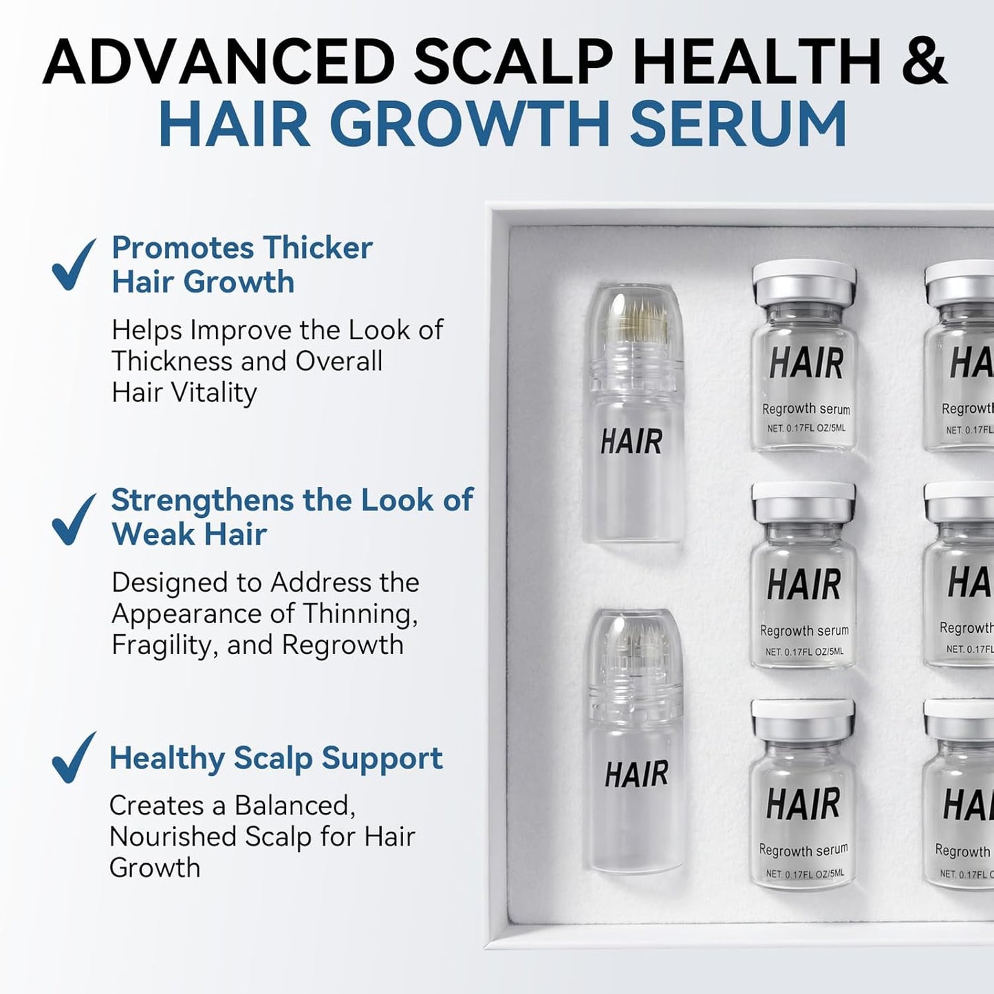 Hair Regrowth System - Multi-Peptide Serum with Copper Peptides & Ginseng for Thicker, Fuller Hair | Unisex