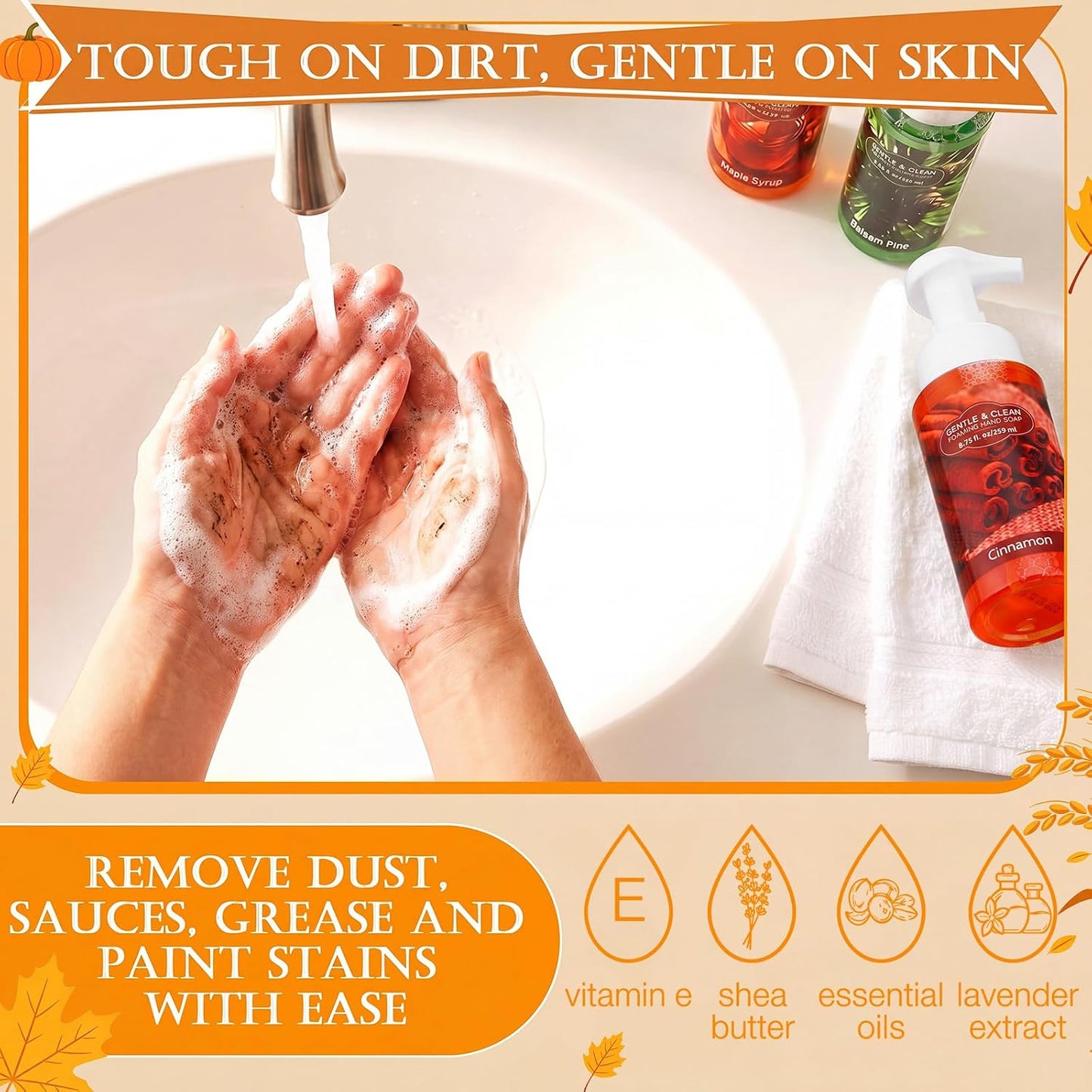 Moisturizing Foaming Hand Soap - Fresh Scent Liquid Foam Wash | 8.75 Fl Oz for Kitchen & Bathroom