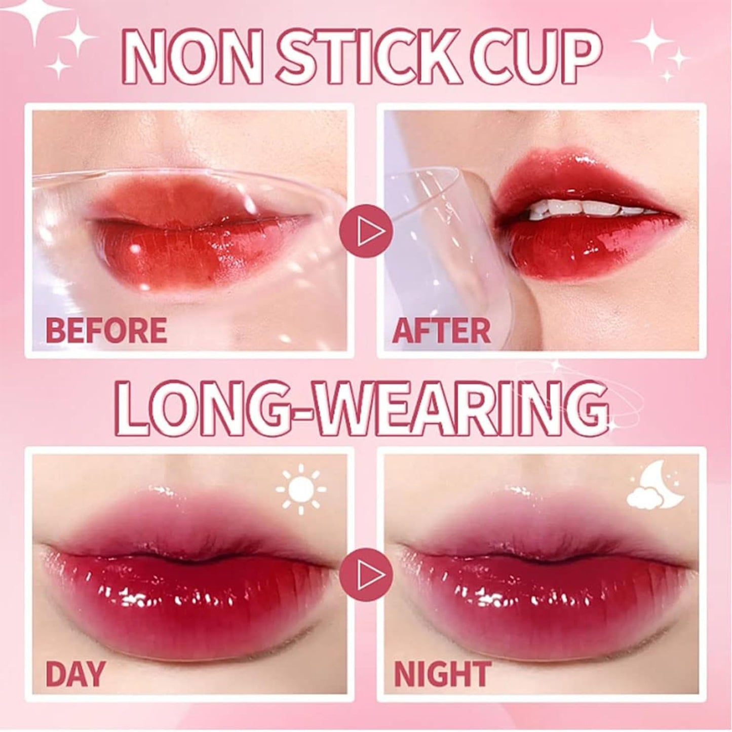 Eakroo 10 Colors Lip Tint Stain, Lip Stain Long Lasting Waterproof, Lip Gloss for Women, Tinta Para Labios, Cute Stuff for Teen Girls, Korean Lip Gloss, Lip Tint Makeup, High Pigment, Non-Stick Cup