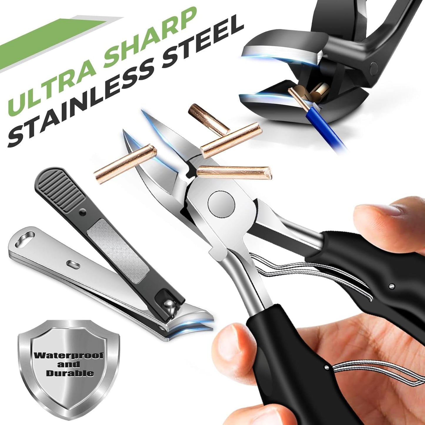 Toenail Clippers for Seniors - Heavy Duty Angled Head Clippers for Thick Nails | Large Slanted Handle