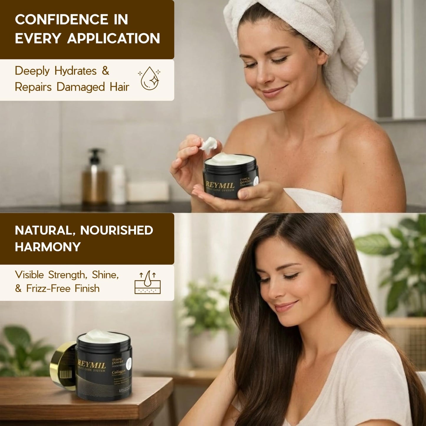REYMIL-Collagen hair mask - hair treatment for dry damaged hair - Collagen Hair Treatment Deep Repair Conditioning Argan Oil Shine and Softness for Healthy Hair -16.9onz mascarilla para el cabello