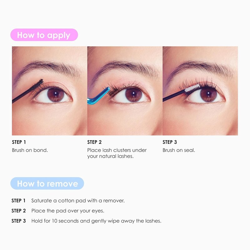 Falscara Soft Wispy Lash Clusters Kit | At-Home 36 Clear Band Extensions, 10mm-14mm, Reusable Up to 14 Days