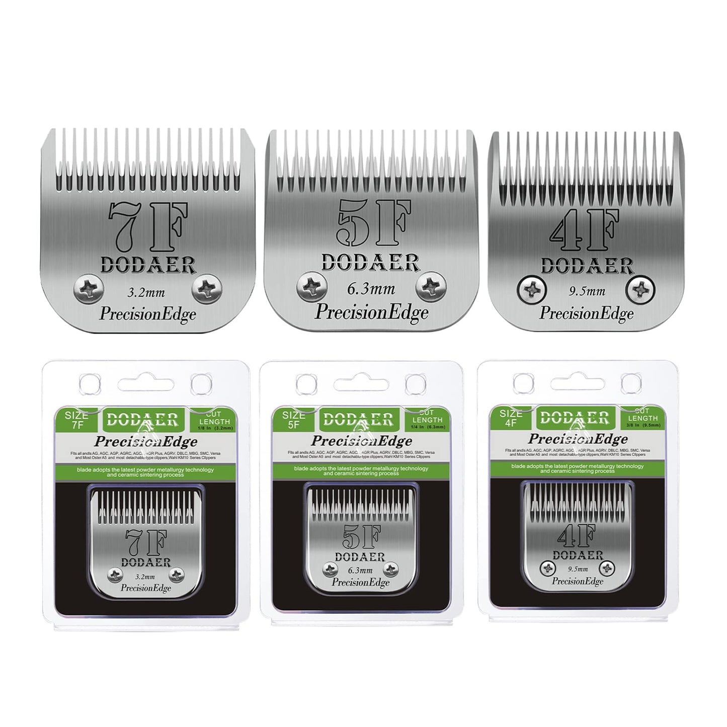 7F/5F/4F Dog Grooming Blades Set,Compatible with Andis,Oster A5,Wahl KM10