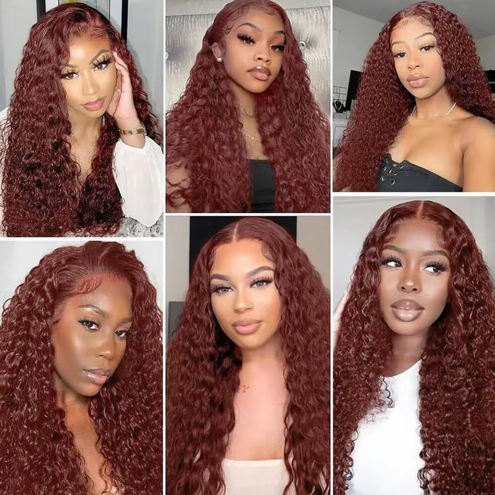 Reddish Brown Bundles Copper Deep Wave Bundle 24 26 28 Inch Color 33 Human Hair Length 3 Bundles/150g #33 Deep Wave Bundle Peruvian Virgin Hair Extensions