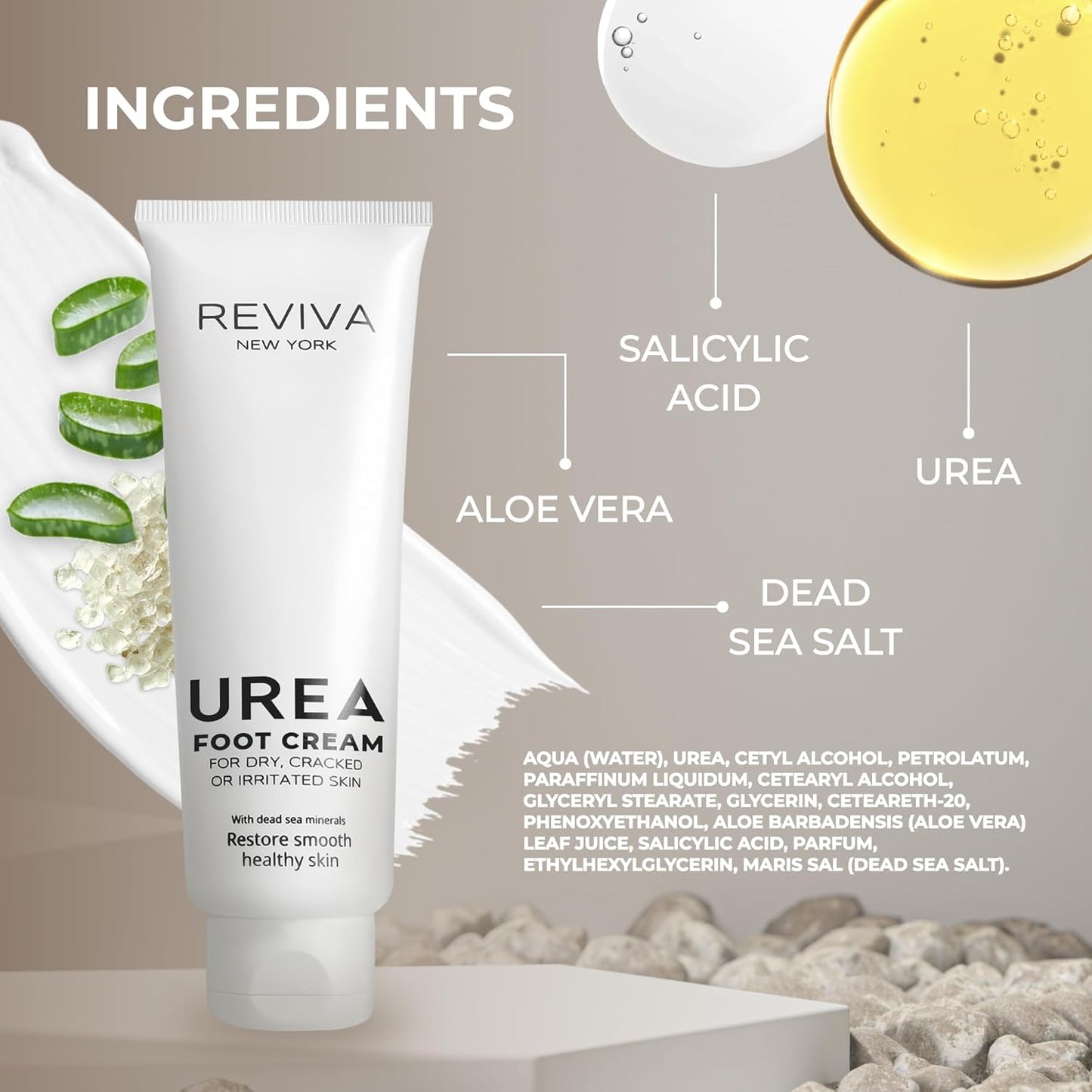 Intensive Foot Cream for Dry Cracked Feet | Urea & Salicylic Acid, Dead Sea Minerals - Callus Softening & Heel Repair