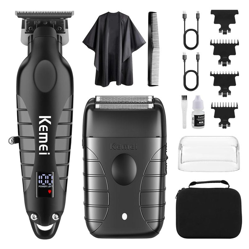 KEMEI Professional Electric Foil Shaver for Men, Beard Trimmer & Men's Grooming Set, Foil Shaving Kit and Bald Head Precision Trimmer, Cordless and Rechargeable with USB, Gifts for Men