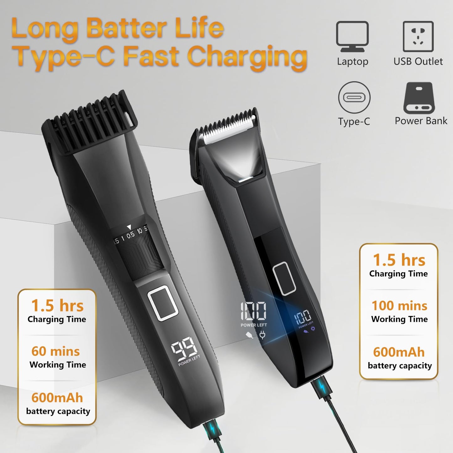 Beatslm Manscape Beard Trimmer for Men, Groin & Body Hair Trimmer, Ball Shaver, Nose Hair Clippers, All-in-One IPX7 Waterproof Men's Wet/Dry Groomer Kit, Rechargeable with Travel Case, LED Display