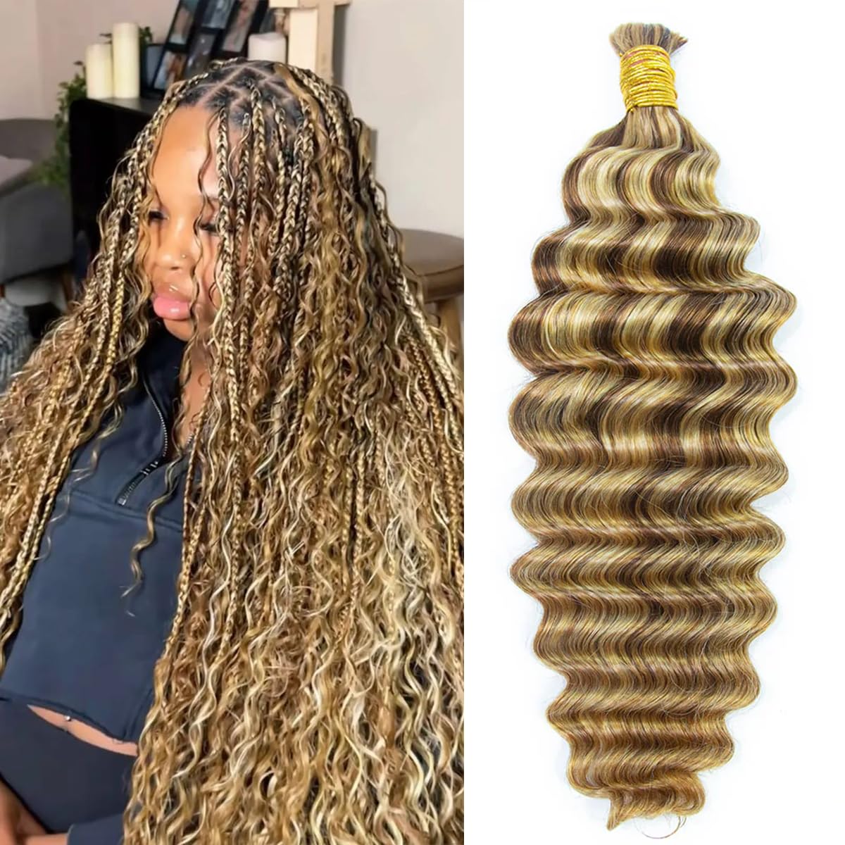 Human Braiding Hair - 100% Virgin Water Wave for Boho Braids | 14 Inch, 50G