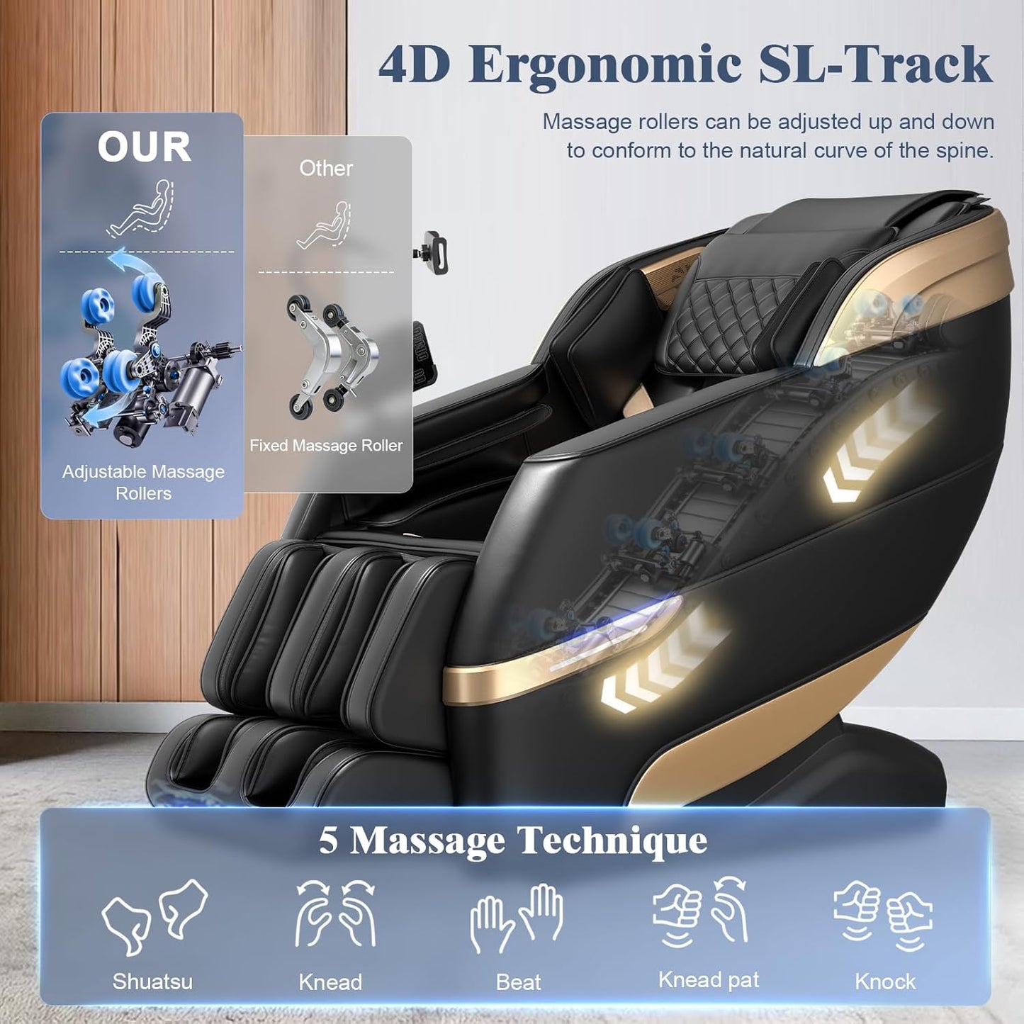 YONISEE 4D Massage Chair - Full Body Shiatsu Recliner with AI Control & Heating | Zero Gravity, Bluetooth, LED Light