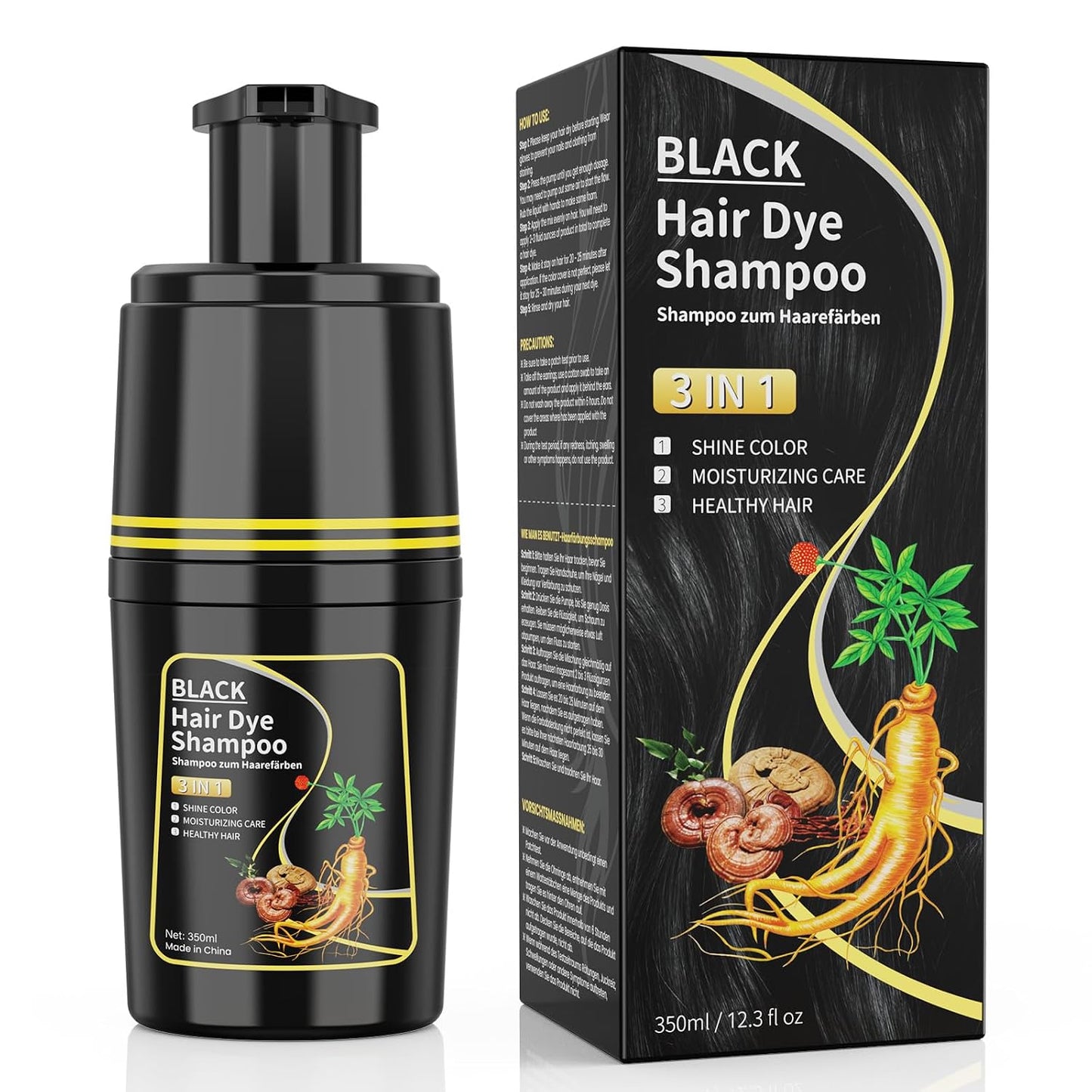 Dark Brown Hair Dye Shampoo - 3-in-1 Herbal Formula for Grey Coverage | Unisex Hair Color Solution