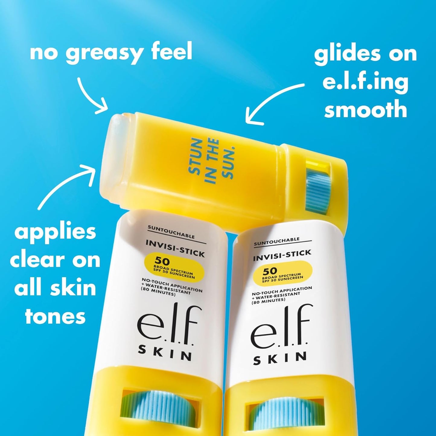 e.l.f. SKIN Suntouchable Invisi-Stick Face Sunscreen SPF 50 - Clear, Lightweight, Vegan Formula
