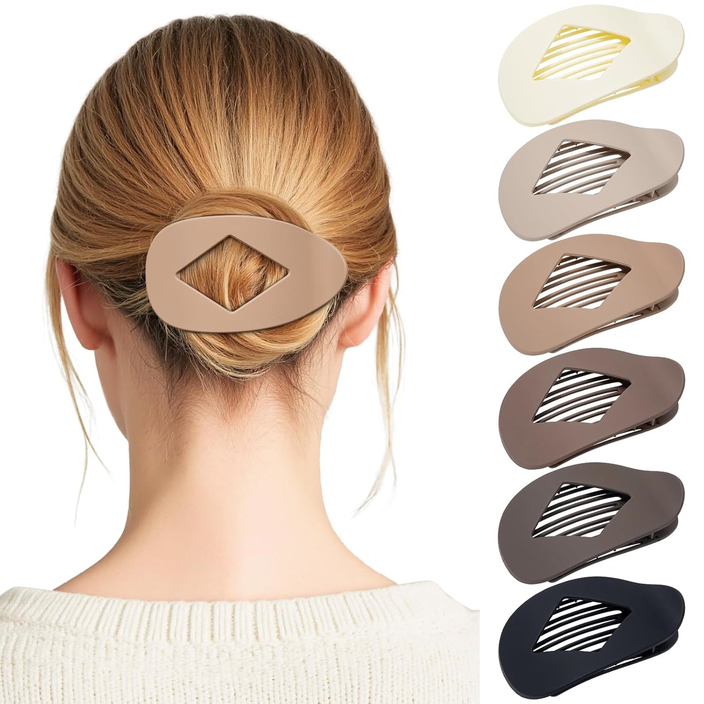 Flat Hair Clips for Women - 6 PCS French Medium Claw Clips for Thick or Thin Hair | Strong Grip Non-Slip Design