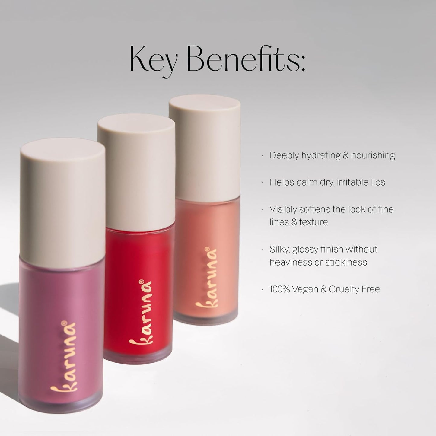 Karuna Tinted Lip Oil - Dream Cool Mauve Lip Tint with Vegan Collagen & Peptides | Hydrating K-Beauty Lip Stain