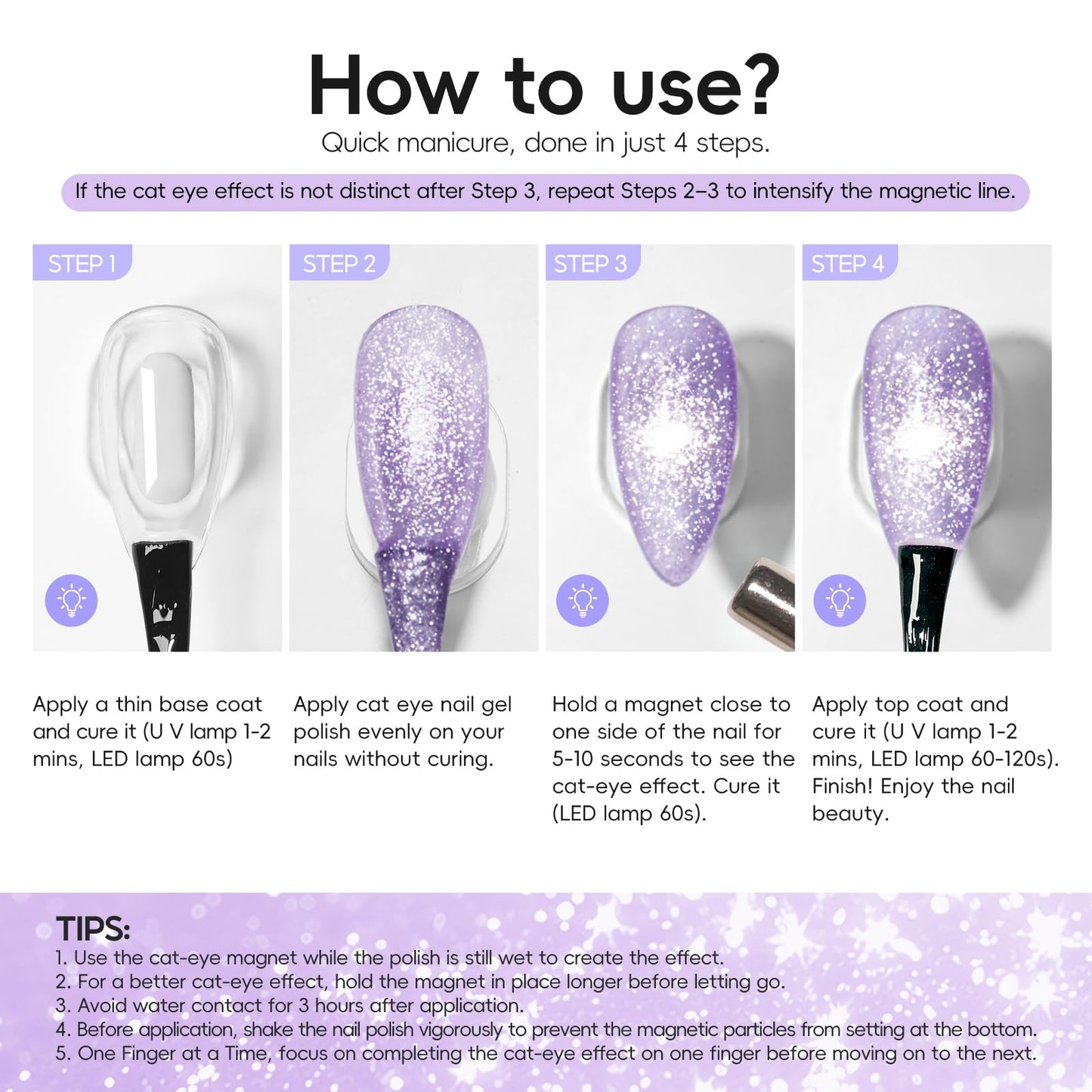 PEACECOLOR Cat Eye Gel Polish Set with Magnet, 6 Colors 10ML Nude White Milkly Sheer Colors Magnetic Nail Polish Salon DIY at Home