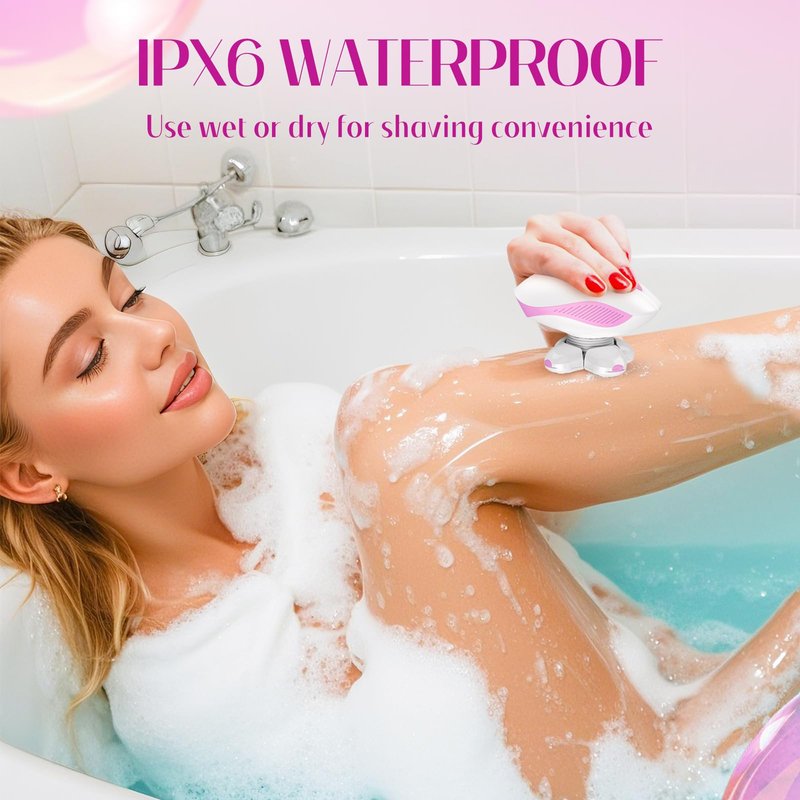 Electric Razors for Women, Anti-Slip Electric Rotary Shaver for Women Legs, Rechargeable Waterproof Body Shaver, Ideal Travel Lady Trimmer Hair Remover for Underarms Armpits &Bikini Area, Pink
