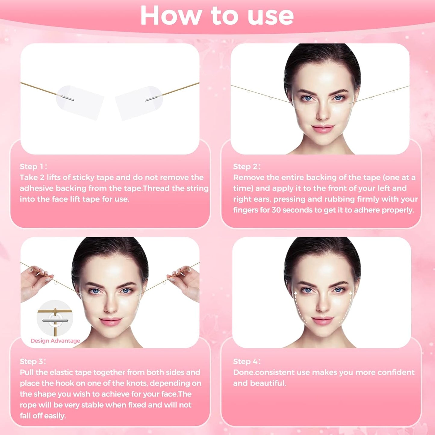 Invisible Face Lift Tape - 120Pcs Adjustable Bands for Instant Skin Tightening | Perfect for Jawline, Neck & Double Chin