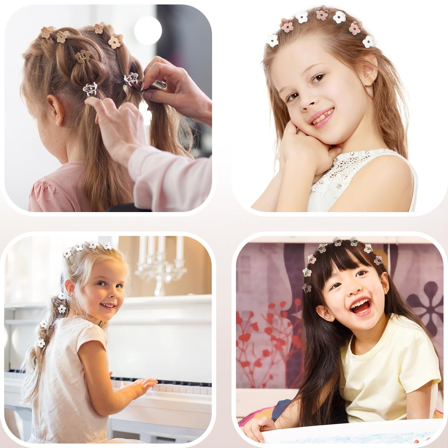 Small Flower Hair Clips - 100PCS Mini Claw Clips for Toddlers & Teens | Cute Neutral Colors