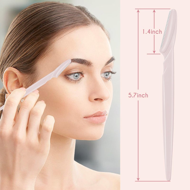 JHZMCRX 6 Pcs Eyebrow Razor Face Razors Multipurpose Facial Razors for Women Men Eyebrow Trimmers Shaver with Protective Cover Dermaplaning Facial Hair Removal Tools Light Pink