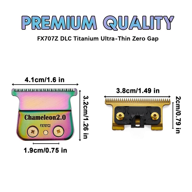 Replacement Head Compatible With FX707Z DLC 2.0, Replacement Blade Fit for Babyliss PRO Barberology Trimmer Blade, Trimmer Blade Replacement Compatible with BaBylissPRO FX787 & FX726 (1 Pcs Chameleon)