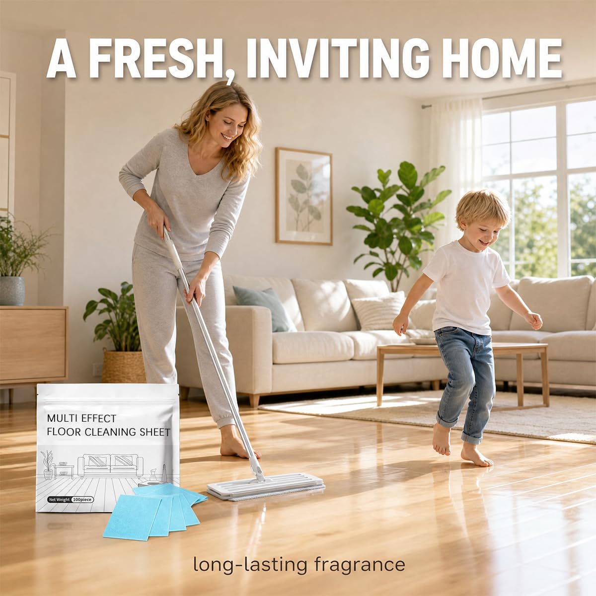 100pcs Multi-Surface floor cleaning tablets, multiple effect the floor clean, Water Soluble Floor Cleaner for Mopping for Hardwood, Laminate Floors, Wall Tiles, Glass