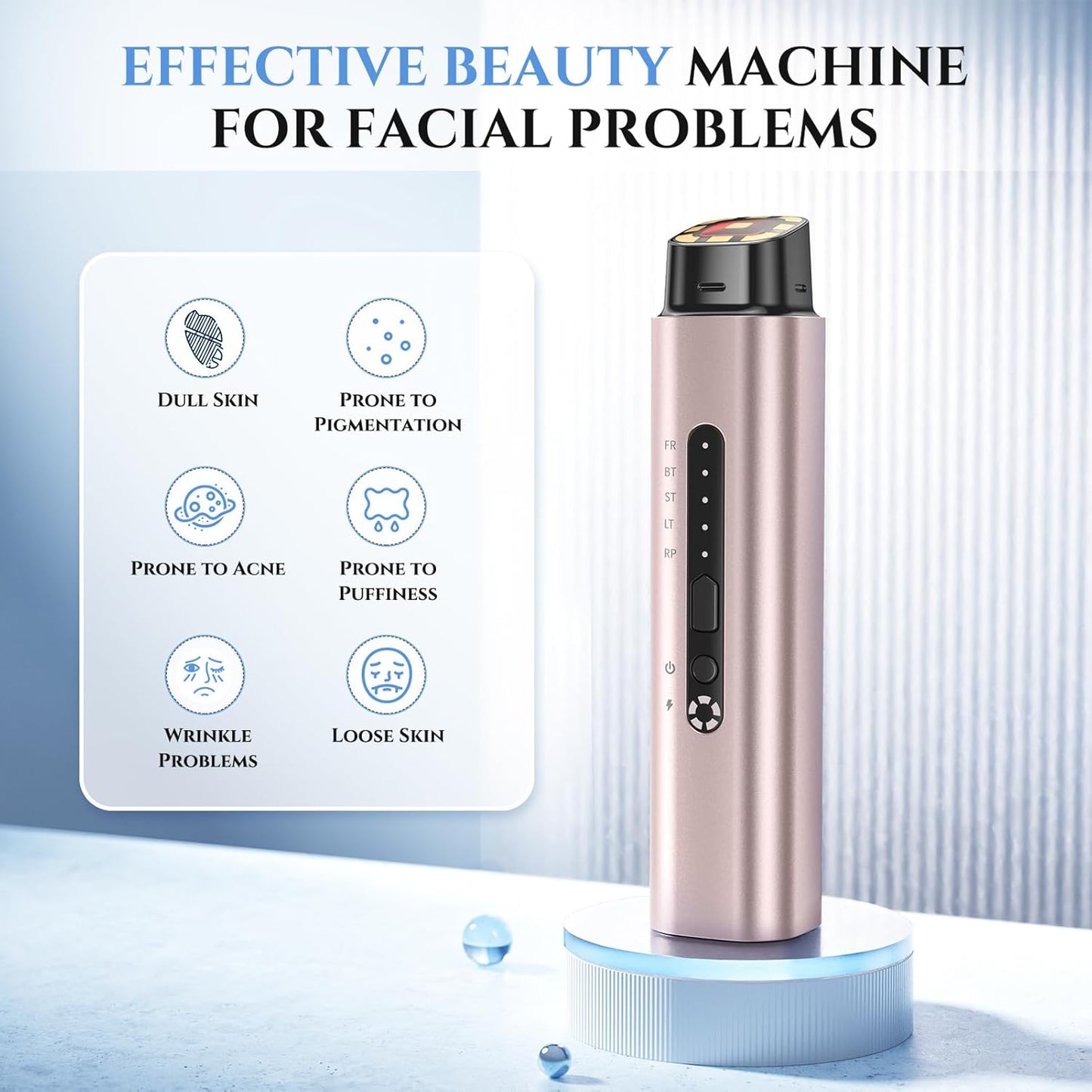 Microcurrent Facial Device - 5-in-1 Skin Tightening & Lifting Machine | 5 Color Light Therapy for Face, Neck, Eyes