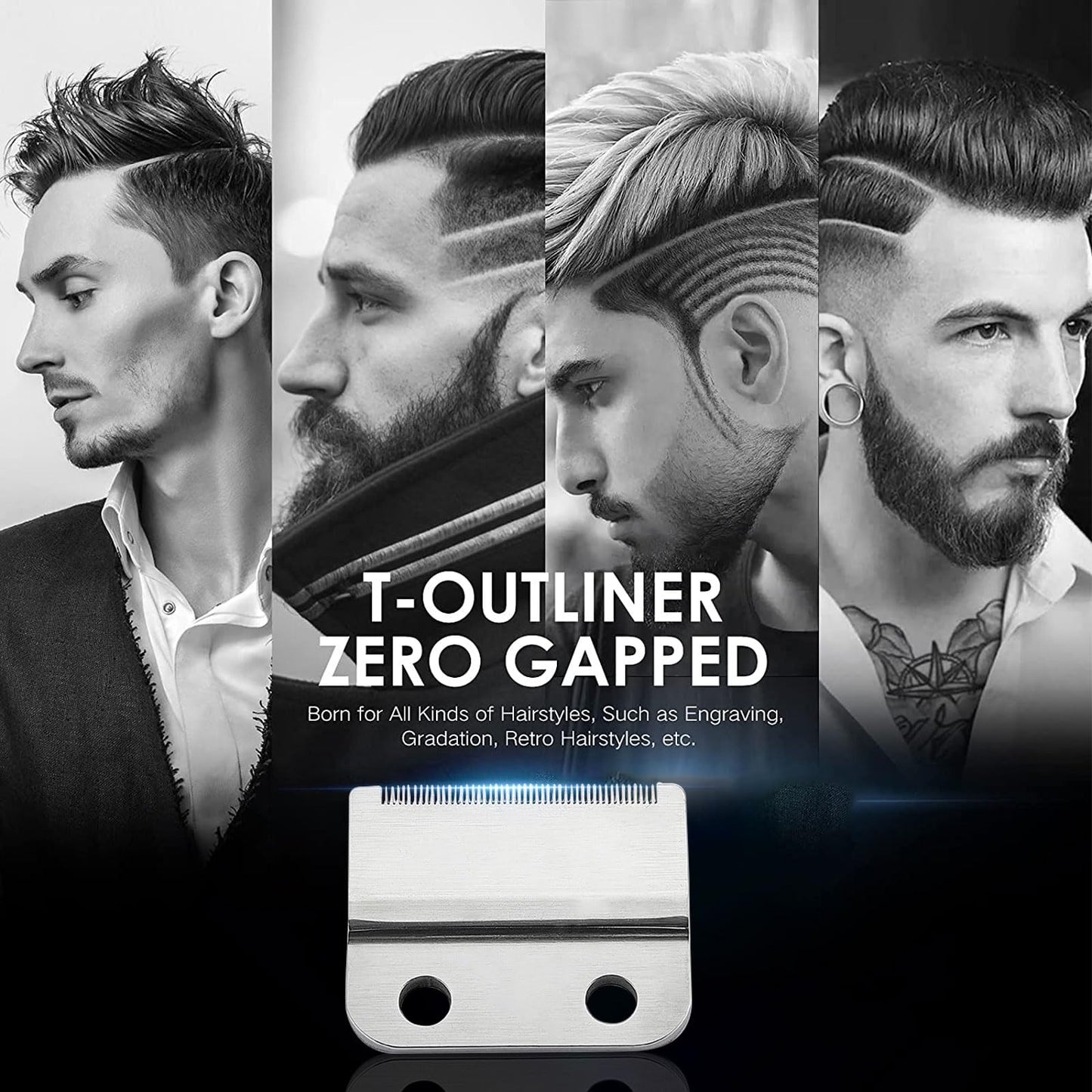 2 Pack Professional Detachable Hair Clipper Replacement Blades Compatible with Wahl 5-Star Balding 6x0 Clipper Blade #2105 - Fits 5-Star Barbers and Stylists (Silvery-2PSZ)