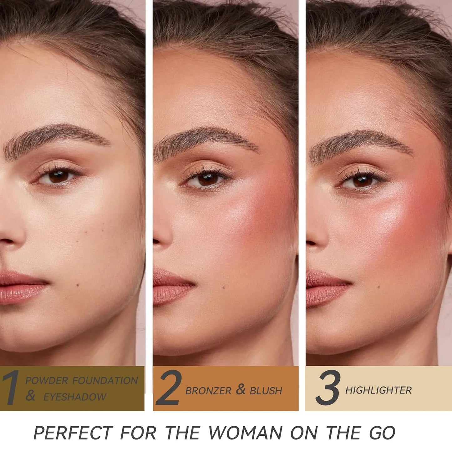 K'APEINE Baked Makeup Kit - 9-Color Shimmer Eyeshadow & Bronzer Palette | Long-Lasting Travel Makeup Set