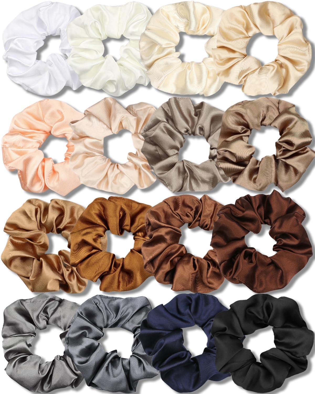 Satin Scrunchies for Girls - Soft Silk Hair Ties | 16 Pack Multi-Pink for Thin & Thick Hair Styling