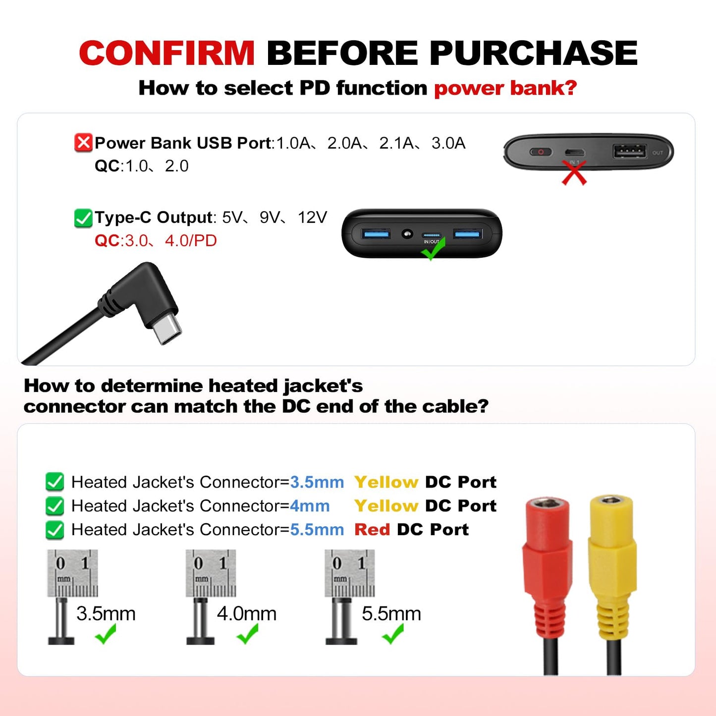 Smarkey Heated Jacket Battery StepUp Adapter Charger Hack Cable for Most of 7.4v 8.4v 12v Heated Jacket, Hoodies, Vest, Compatible with Milwaukee M12, Makita, Snap-on, Metabo, Craftsman, AEG, Ororo