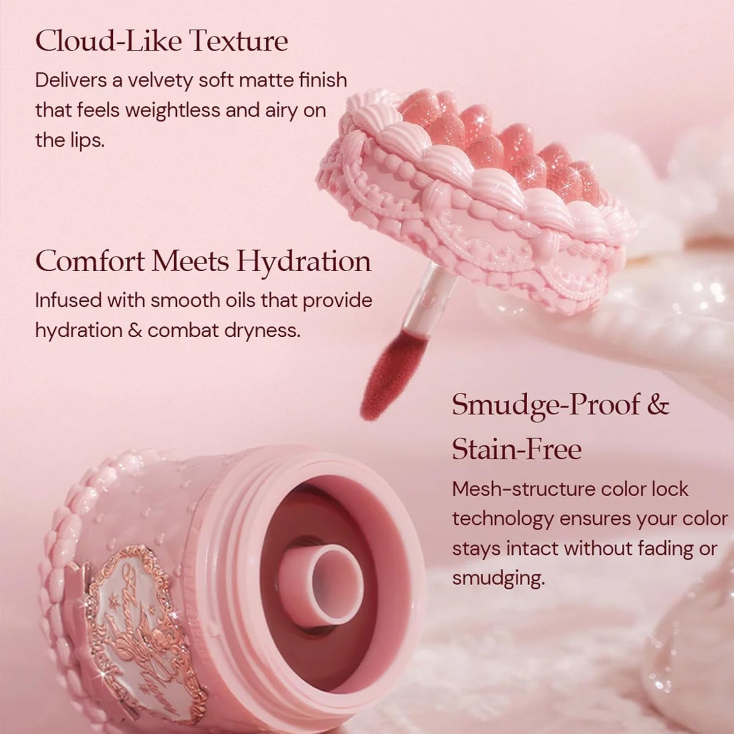 Flower Knows Strawberry Cupid Cake Lip Cream - Mauve Rose Pink Velvet Matte, Lightweight Hydrating Formula, Vegan