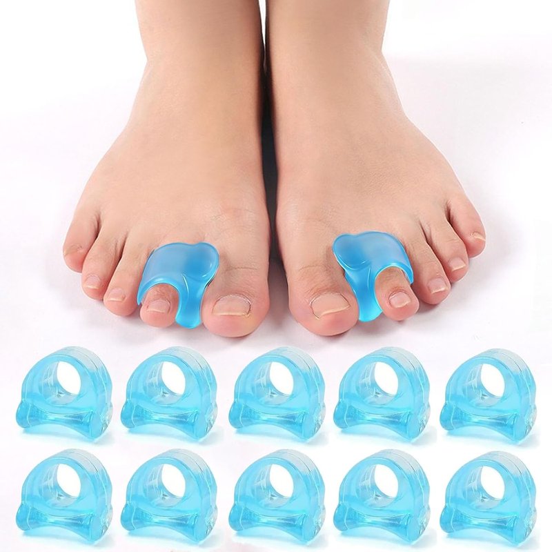 Gel Toe Separators - 10 Pcs for Overlapping Toes & Bunions | Big Toe Alignment Corrector (Blue)