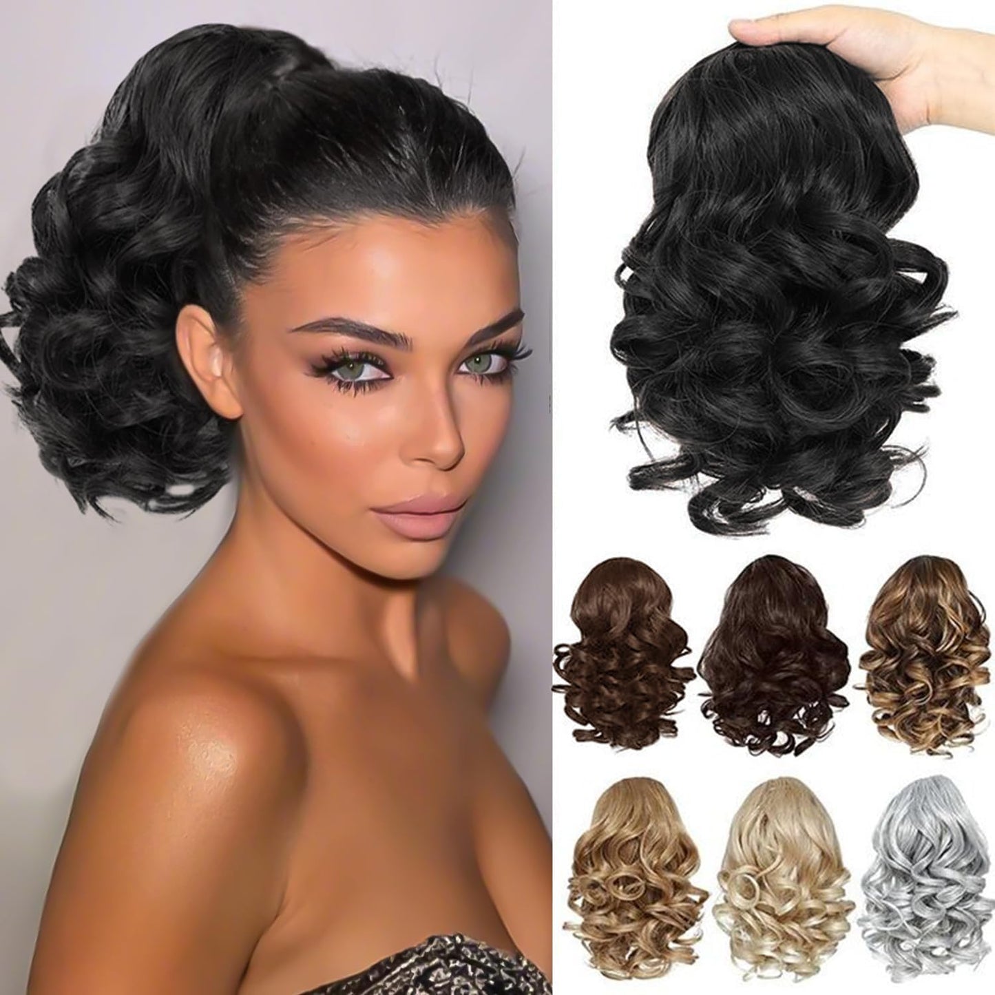 Curly Ponytail Extension - 10 Inch Drawstring Gray Synthetic Hairpiece for Women | Perfect for Daily Wear & Parties
