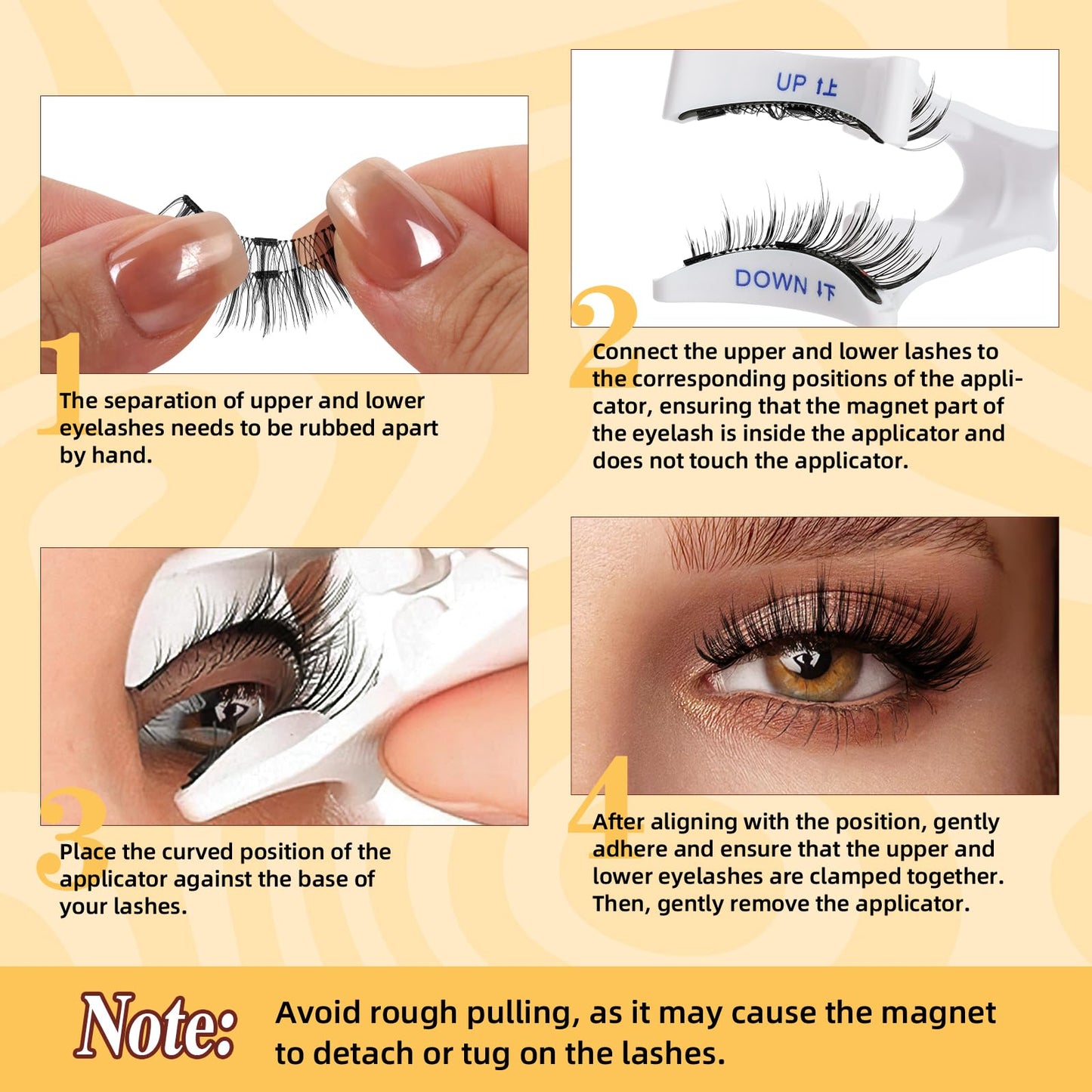QUEWEL 2 Pairs Natural Look Reusable Magnetic Eyelashes, Reusable No Glue Needed Magnetic Eyelashes Kit with Applicator Lashes Kit without Eyeliner Easy to Wear and Remove (G-YC-C+D02)