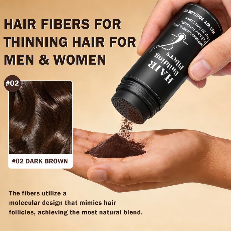 ZHISHUDL Hair Fibers for Thinning Hair for Men & Women Hair Building Fibers Instant Cover Up & Volume Instantly Hair Filler - 02 Dark Brown