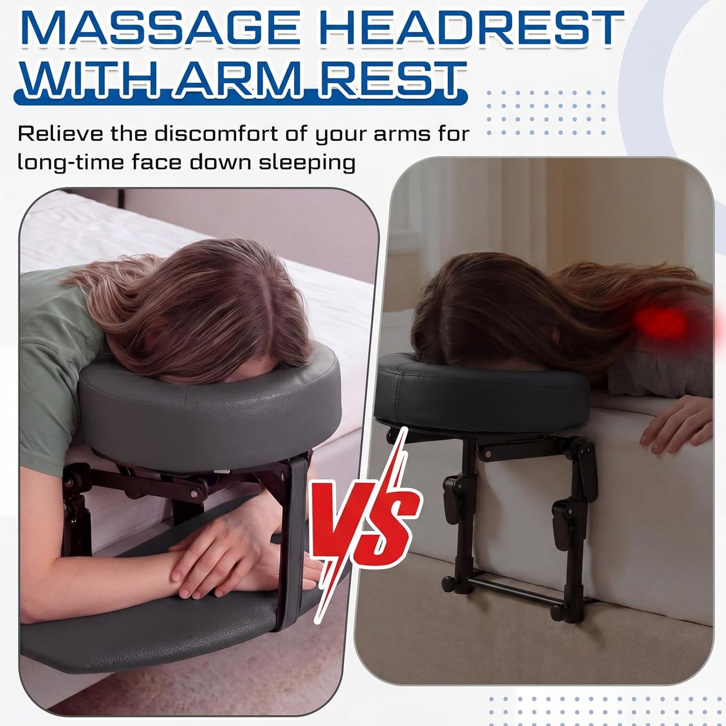 Adjustable Massage Headrest for Bed - Portable Face Cradle with Soft Cushion | Grey Color for Home Spa & Relaxation
