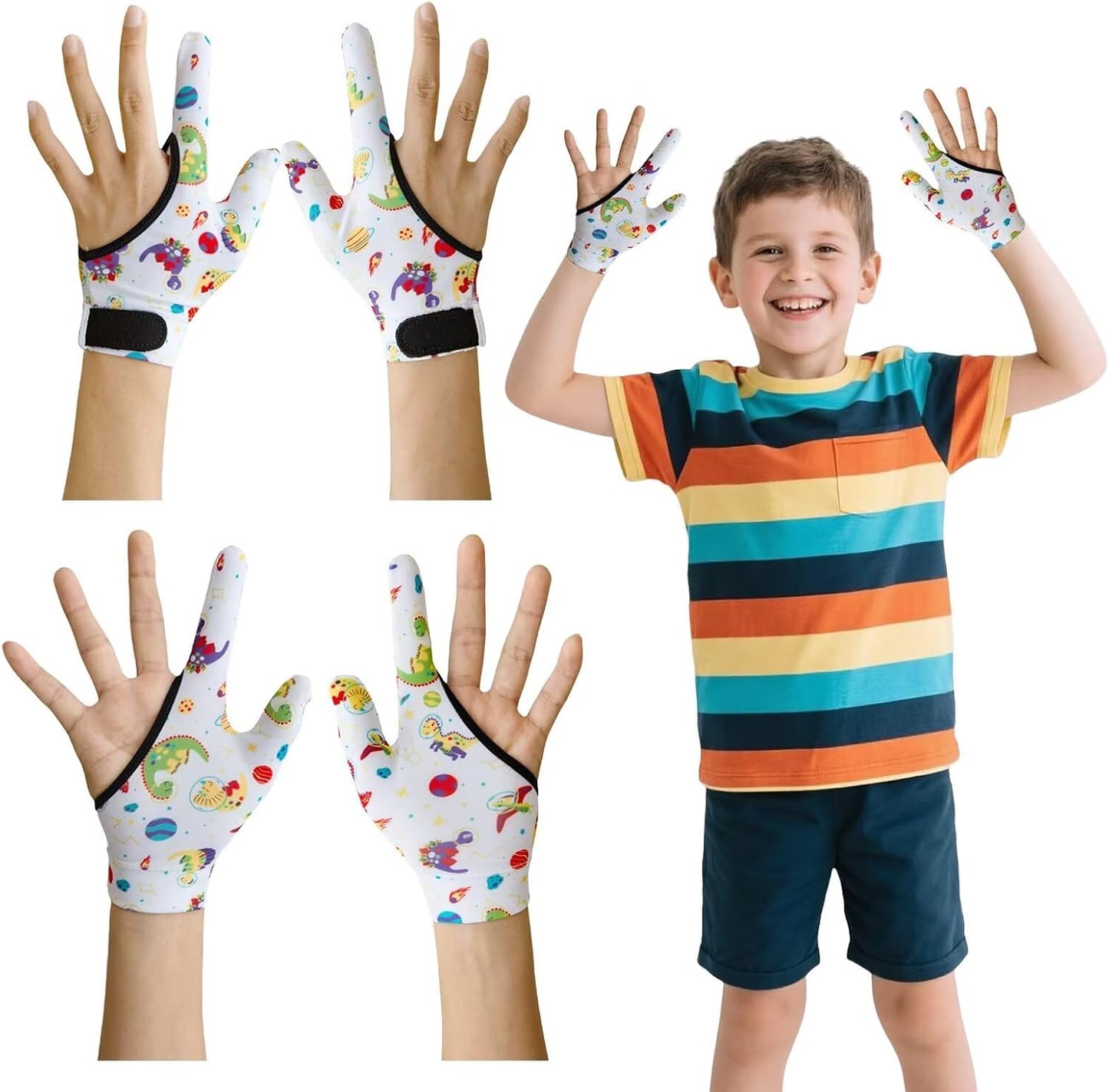Thumb Sucking Guard Gloves for Kids | 4-Pack Anti-Thumb Sucking & Nail Biting Protection | Ages 5-12