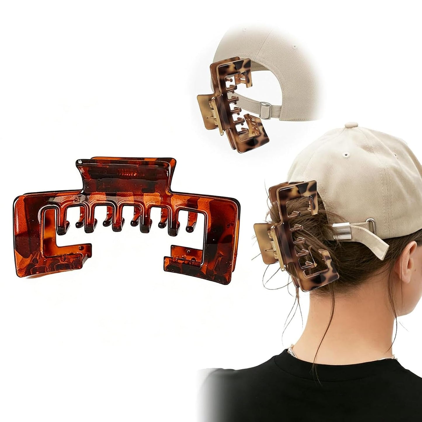 Large Hair Claw Clip for Baseball Caps - Non-Slip Strong Hold for Thick Hair | 5PCS